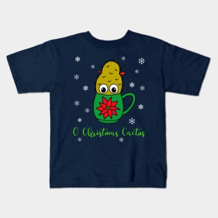 O Christmas Cactus - Small Christmas Cactus In Poinsettia Mug Kids T-Shirt